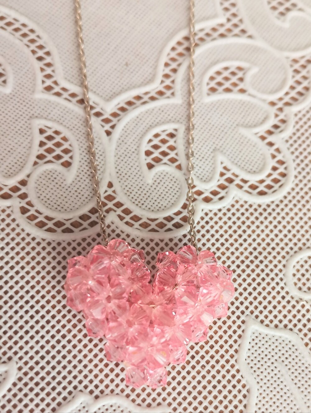 🩷Pink Swarovski Crystal Heart & Sterling Silver/925 Necklace🩷